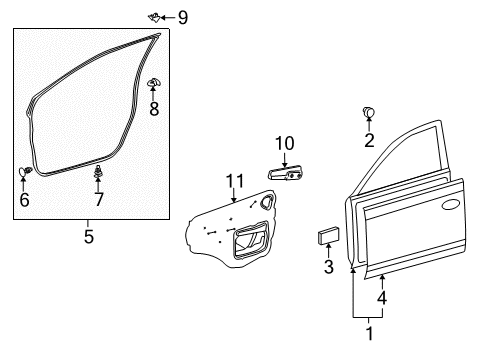 2010 Toyota Corolla Front Door Regulator Diagram for 69802-02180