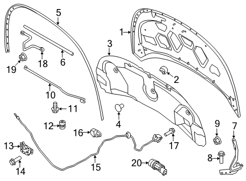 2012 Ford Explorer Hood & Components Relay Nut Diagram for -W707137-S440