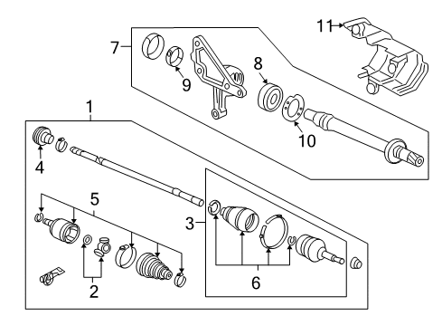 2007 Honda Accord Drive Axles - Front Shaft Assembly, Half Diagram for 44500-SDR-A00