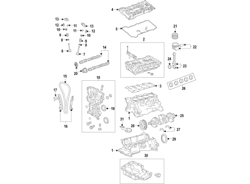 2021 Kia Forte Engine Parts, Mounts, Cylinder Head & Valves, Camshaft & Timing, Variable Valve Timing, Oil Cooler, Oil Pan, Oil Pump, Crankshaft & Bearings, Pistons, Rings & Bearings Cover Assembly-Timing Chain Diagram for 21350-2E740