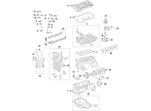 2021 Kia Forte Engine Parts, Mounts, Cylinder Head & Valves, Camshaft & Timing, Variable Valve Timing, Oil Cooler, Oil Pan, Oil Pump, Crankshaft & Bearings, Pistons, Rings & Bearings Chain-Timing Diagram for 243212E010