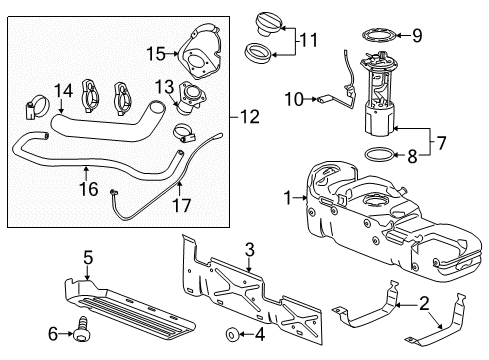 2014 GMC Sierra 3500 HD Fuel System Components Filler Hose Diagram for 25901749