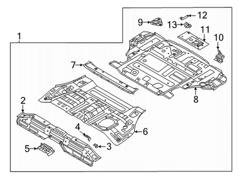 2022 Hyundai Santa Fe Rear Floor & Rails PANEL COMPLETE-REAR FLOOR Diagram for 65500-CL000