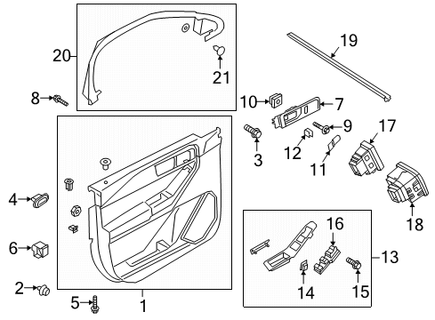 2021 Ford Explorer Front Door Belt Weatherstrip Diagram for LB5Z-7821456-A