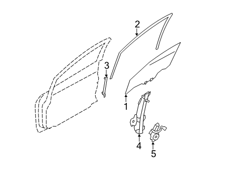 2012 Nissan Leaf Front Door Glass Run Rubber-Front Door, LH Diagram for 80331-3NA0D