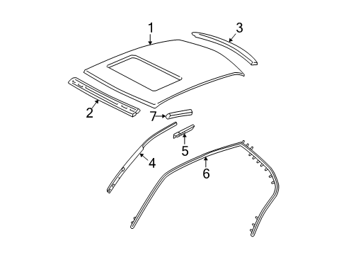 2006 Cadillac DTS Roof & Components, Exterior Trim Weatherstrip Asm-Front & Rear Side Door Upper Diagram for 20944507