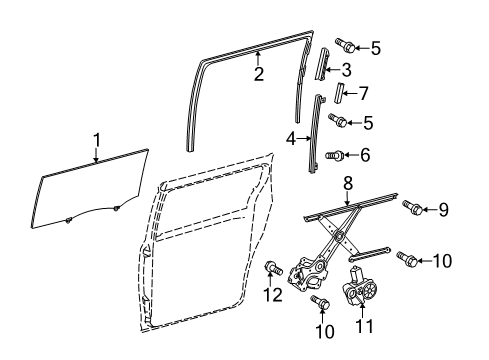 2016 Toyota Sienna Sliding Door Sash Channel Diagram for 67407-08020