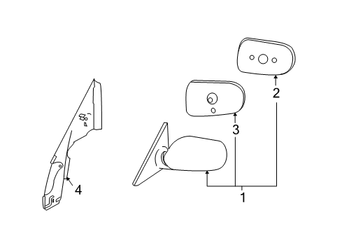 2003 Infiniti G35 Outside Mirrors Mirror Assembly-Door, LH Diagram for K6302-AM605