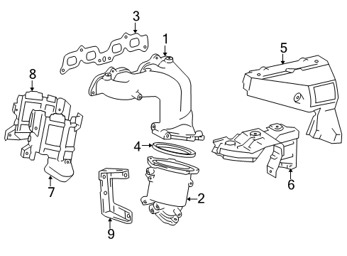 1997 Toyota RAV4 Exhaust Manifold Heat Shield Diagram for 25586-74060