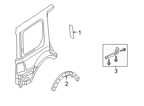 2006 Lincoln Navigator Exterior Trim - Quarter Panel Mud Guard Diagram for 3L7Z-16A550-BA