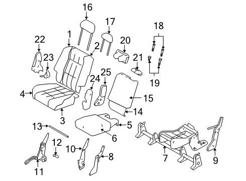 2004 Dodge Durango Rear Seat Components Rear Seat Cushion Right Diagram for ZS001D5AA