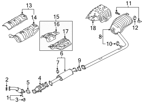 2012 Hyundai Sonata Exhaust Components Center Muffler Assembly Diagram for 28650-3Q120