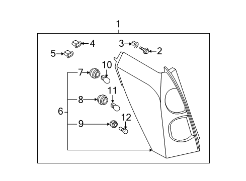 2004 Nissan Quest Bulbs Lamp Assembly-Rear Combination LH Diagram for 26555-ZM10A