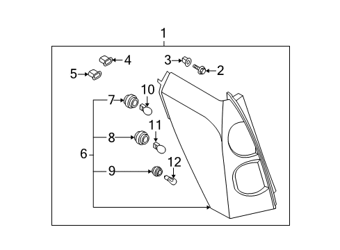 2007 Nissan Quest Rear Lamps - Combination Lamps Lamp Re Combination RH Diagram for 26550-ZM70B