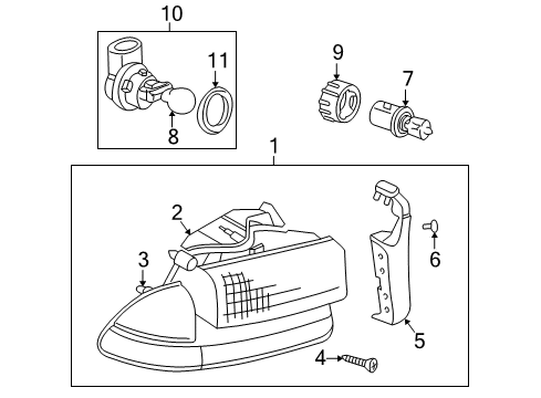 1998 Dodge Durango Bulbs Seal-Socket Diagram for 4399599