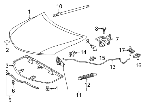 2013 Toyota Camry Hood & Components Latch Assembly Diagram for 53510-06200