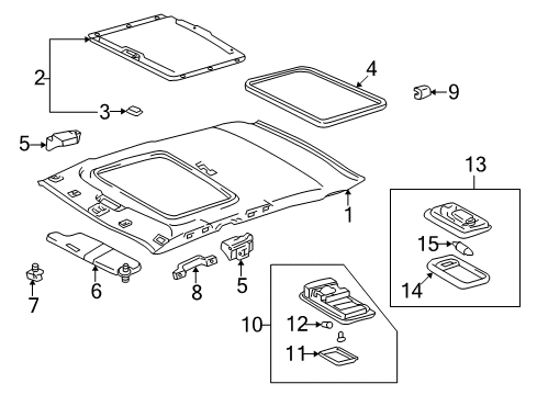 2001 Toyota Corolla Interior Trim - Roof Sunvisor Diagram for 74310-02100-B0