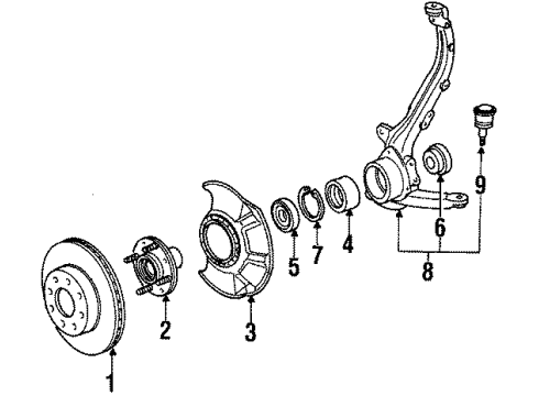 1987 Honda Prelude Front Brakes Caliper Assembly, Driver Side Diagram for 45230-SB0-675