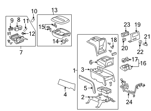 2010 Cadillac Escalade Center Console Console Assembly Diagram for 20898120