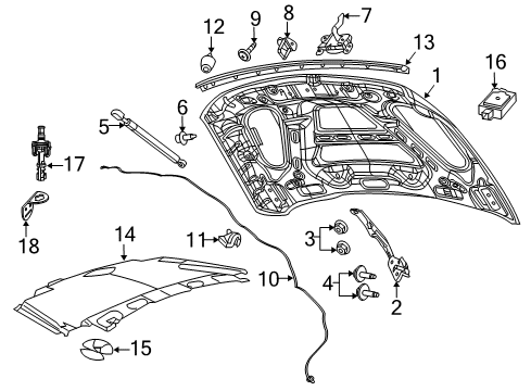 2012 Ram 3500 Hood & Components Gas Prop Diagram for 5160343AA