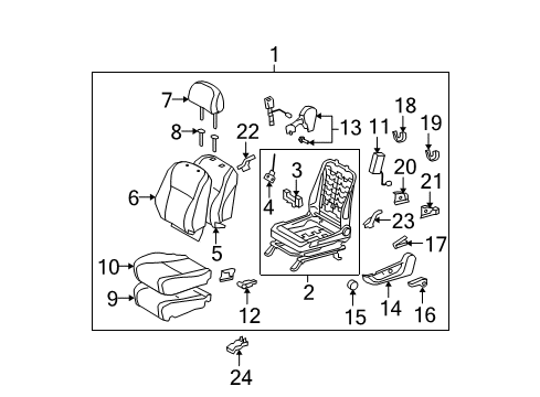 Diagram for 2009 Toyota Highlander Driver Seat Components 