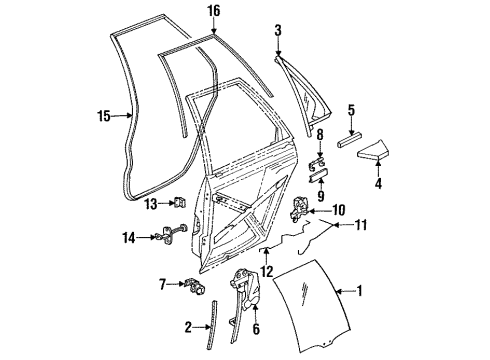 1991 Saturn SL1 Rear Door - Glass & Hardware Weatherstrip, Rear Side Door Diagram for 21096930