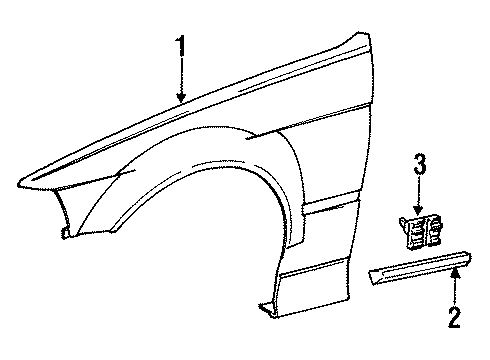 1997 BMW M3 Fender & Components Moulding Fender Front Left Diagram for 51132233685