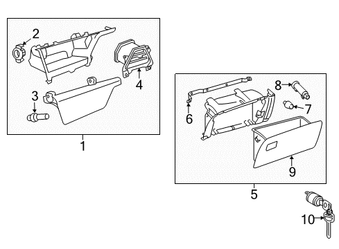 2018 Toyota Sienna Glove Box Glove Box Assembly Diagram for 55045-08030-B0