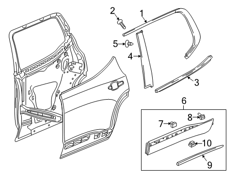 2020 Chevrolet Traverse Exterior Trim - Rear Door Reveal Molding Diagram for 84838705