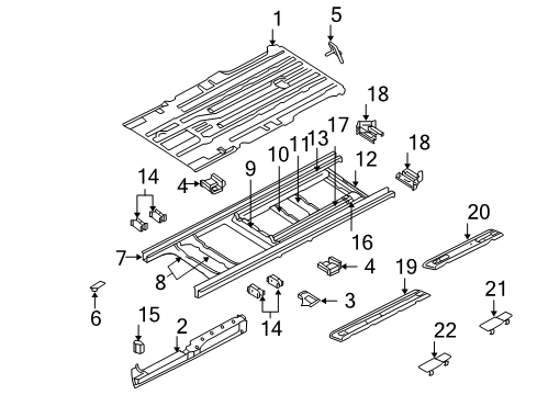 2003 Chrysler Town & Country Floor & Rails Pan-Floor Diagram for 5019510AD