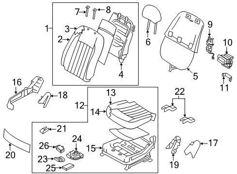 2015 Kia K900 Passenger Seat Components Cushion Assembly-Front Seat Diagram for 882003T640KES