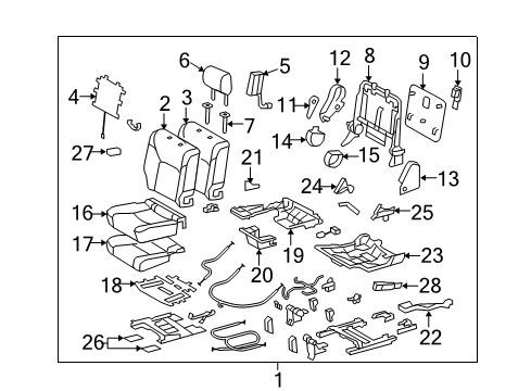 2015 Lexus LX570 Second Row Seats Frame Sub-Assy, Rear Seat Cushion, RH Diagram for 71015-60290