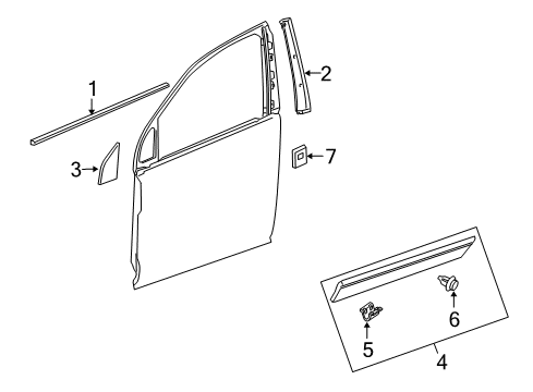 2009 Saturn Vue Exterior Trim - Front Door Molding Asm, Front Side Door Lower Diagram for 19179811