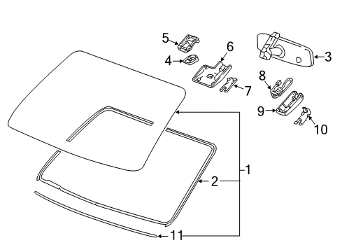 2015 Chevrolet Colorado Windshield Glass, Reveal Moldings Mirror Inside Diagram for 13594371