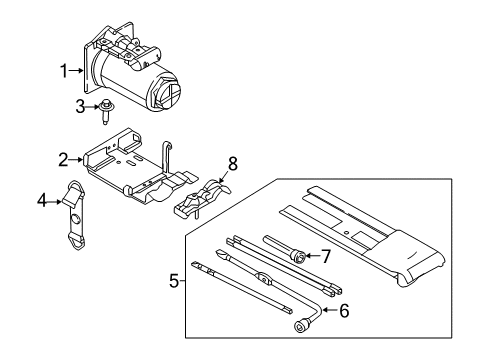 2021 Ford F-350 Super Duty Jack & Components Bracket Retainer Diagram for HC3Z-17A038-A