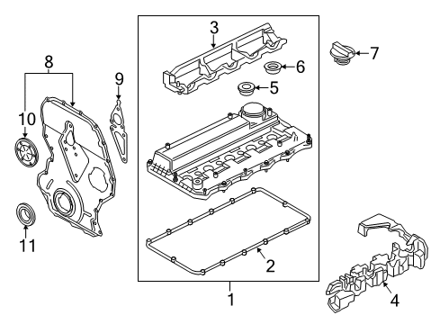 2018 Ford Transit-350 Valve & Timing Covers Valve Cover Diagram for JK4Z-6582-A