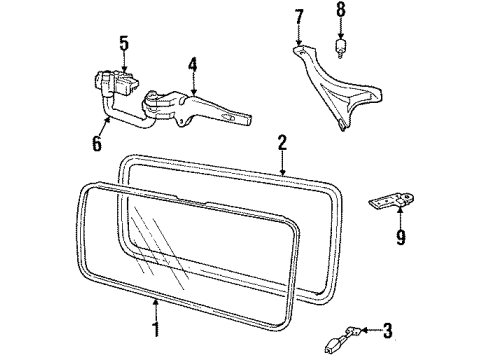 1985 Dodge B250 Side Loading Door Glass & Hardware Assembly-Cargo Side Dr-Front Diagram for 4083620