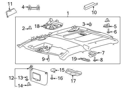2022 Ford F-350 Super Duty Interior Trim - Cab Reading Lamp Assembly Diagram for FL3Z-13776-BB