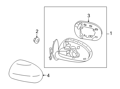 2009 Nissan Cube Outside Mirrors Mirror-Skull Cap LH Diagram for 96302-1FC0C