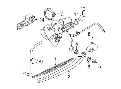 2009 BMW 535i xDrive Wiper & Washer Components Spray Nozzle With Hose Diagram for 61687123799