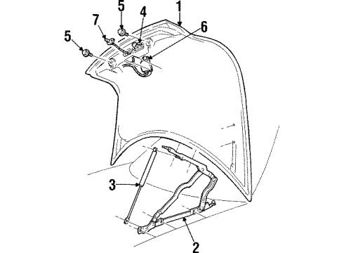 2001 Cadillac Catera Trunk Lid Weatherstrip, Rear Compartment Lid Diagram for 90462612