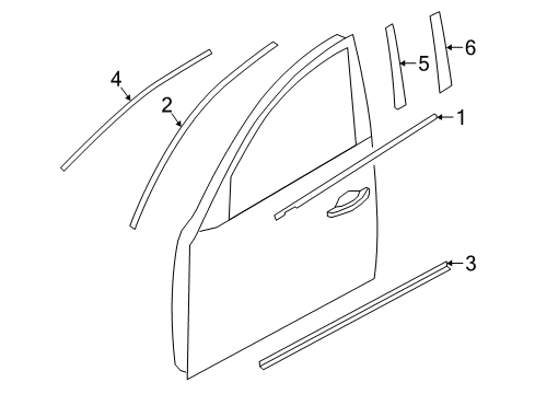 2016 Infiniti QX50 Exterior Trim - Front Door Moulding-Front Door Sash, Front LH Diagram for 80283-1BA0B