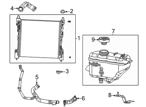 2021 Jeep Grand Cherokee L Radiator & Components RADIATOR OUTLET Diagram for 68381461AB