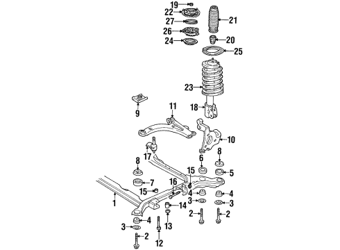 1997 Buick Riviera Front Suspension Components, Lower Control Arm, Stabilizer Bar Link Bolt Insulator Diagram for 6270752