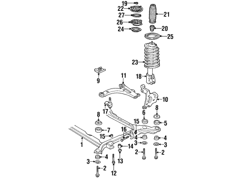 1999 Buick Riviera Front Suspension Components, Lower Control Arm, Stabilizer Bar Nut Asm Sty 1 Flange Hexagon Direct Prvg Tube Type Diagram for 11517118