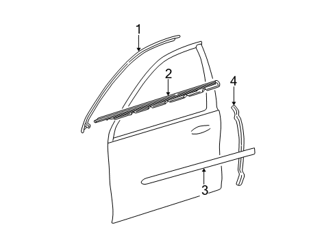 2004 Ford Taurus Exterior Trim - Front Door Body Side Molding Diagram for 2F1Z-5420939-PTM