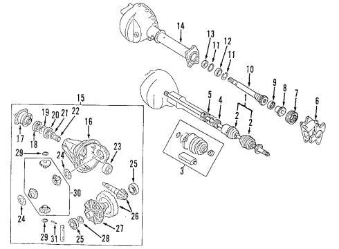 1999 Honda Passport Front Axle, Axle Shafts & Joints, Differential, Drive Axles, Propeller Shaft Bearing, Pinion Inner Diagram for 1-09812-001-0