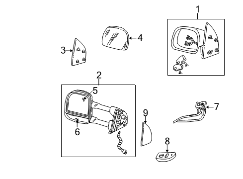 2000 Ford F-250 Super Duty Outside Mirrors Mirror Glass Diagram for F81Z-17K707-AA