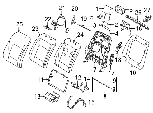 2011 BMW 550i GT Power Seats Foam Part, Sports Seat, A/C Diagram for 52107228715