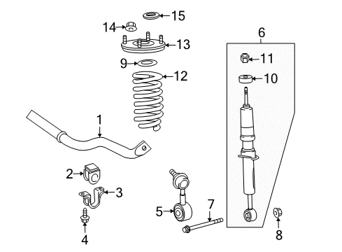 2010 Toyota Sequoia Front Struts & Components, Stabilizer Bar & Components Spring Diagram for 48132-0C062